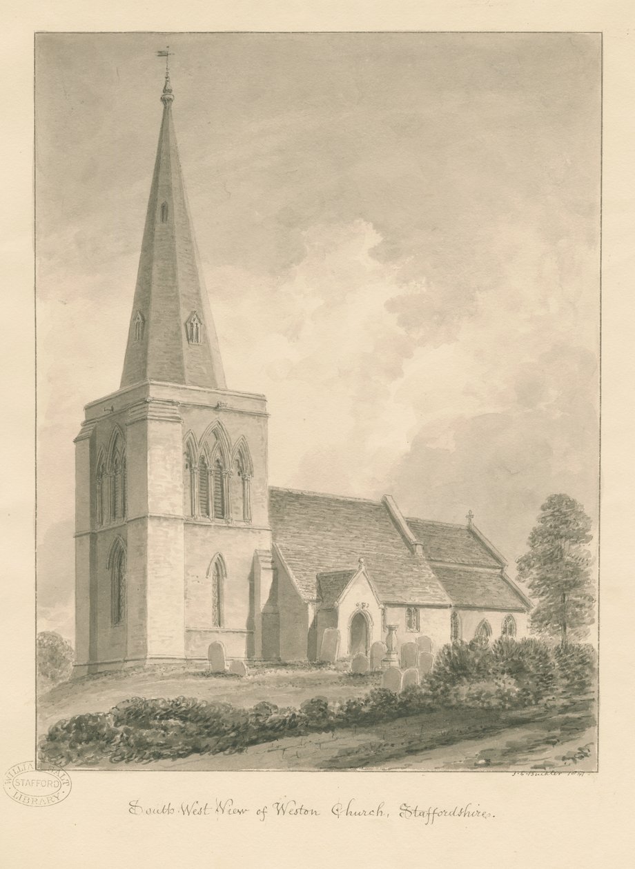 Weston-on-Trent Church by John Chessell Buckler