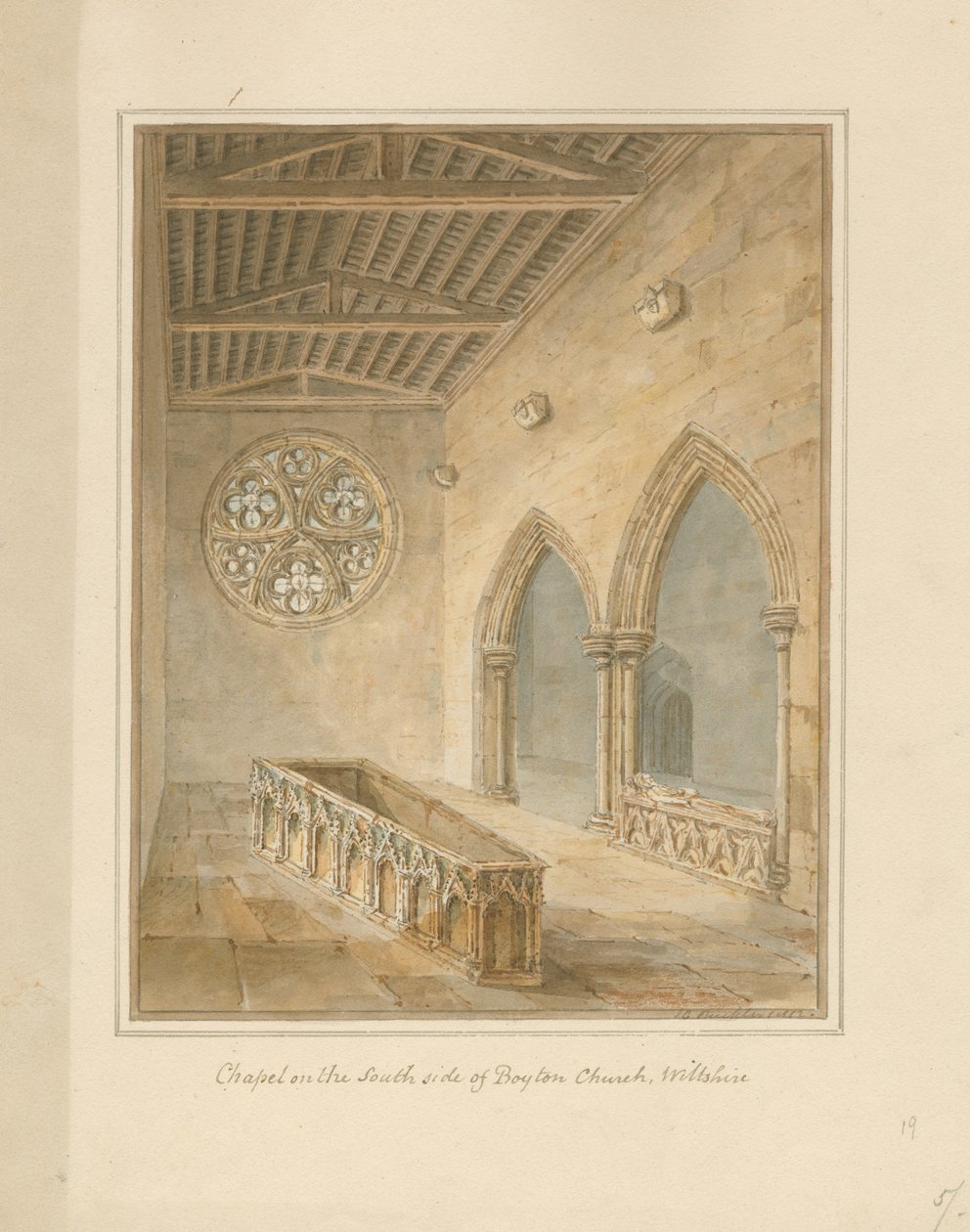 Wiltshire - Boyton Church - Chapel, 1812 by John Chessell Buckler