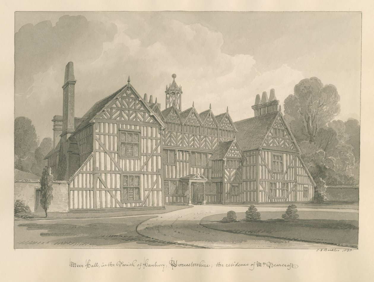 Worcestershire - Hanbury - Meer Hall by John Chessell Buckler