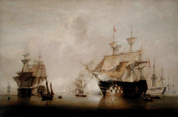 Warships Drying their Sails by John Christian Schetky