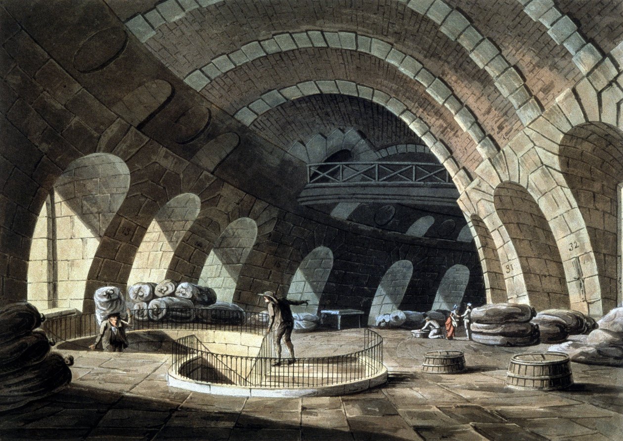 The Corn Exchange in Paris, Engraving, Early 19th Century by John Claude (after) Nattes