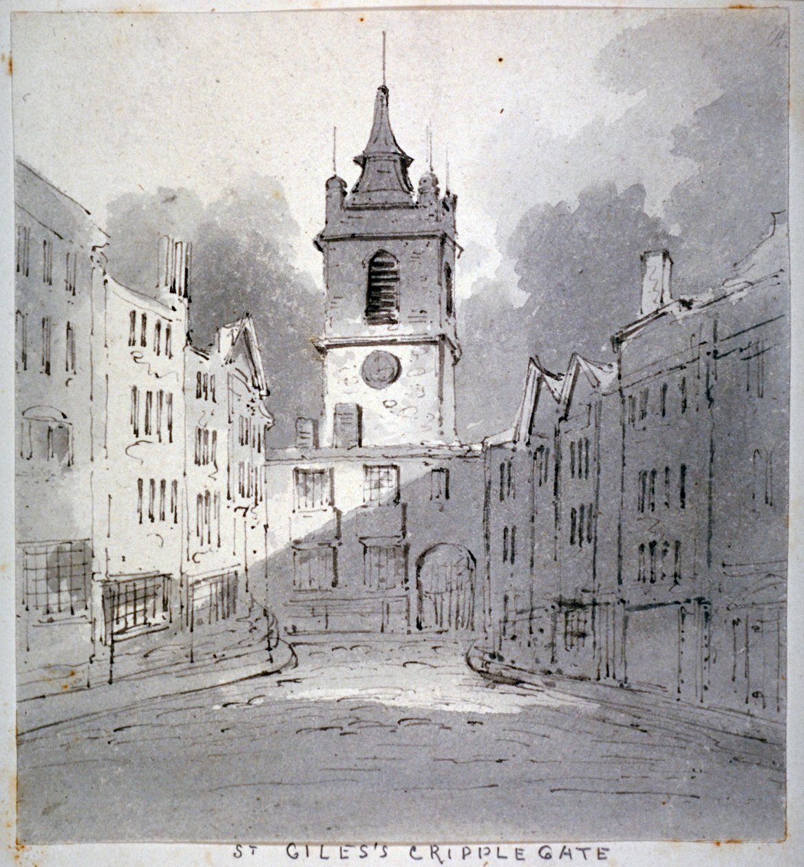 Church of St Giles without Cripplegate from Fore Street, City of London, 1790 by John Claude Nattes