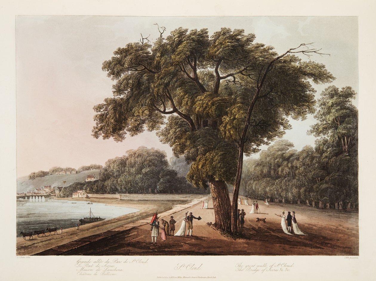 St Cloud, The Great Walk of St Cloud, The Bridge of Sevres, etc., illustration from Versailles, Paris and Saint Denis by John Claude Nattes