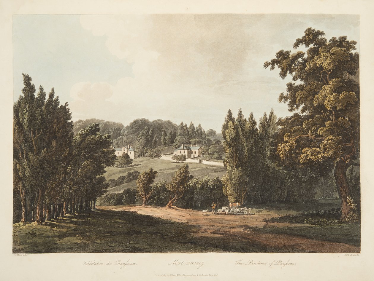 The Residence of Rousseau, illustration from Versailles, Paris and Saint Denis, published 1809 by John Claude Nattes