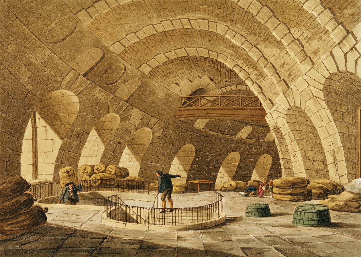 The Wheat Store, Rue de Viarmes, Engraved by I. Hill by John Claude Nattes