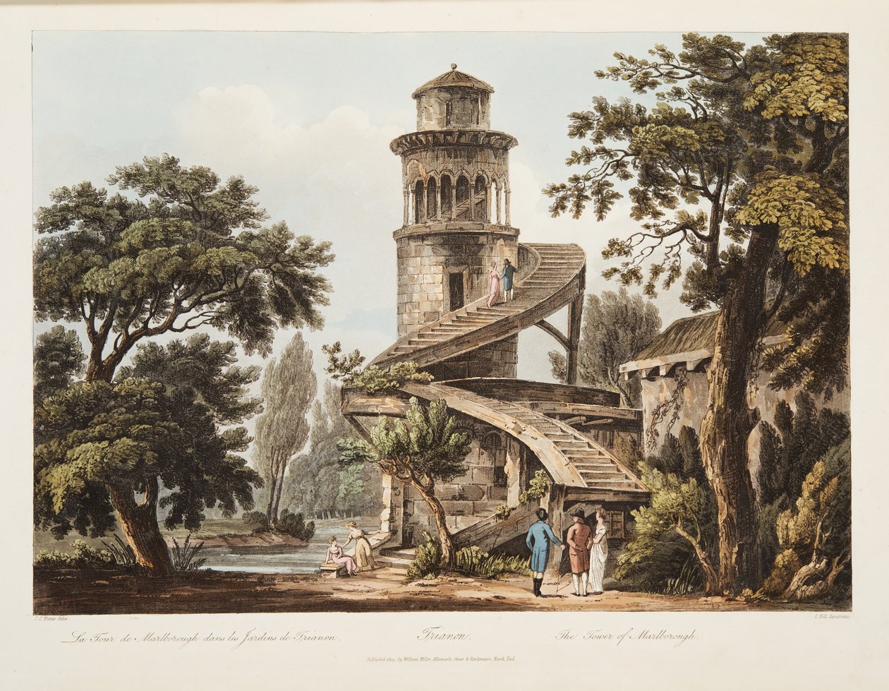 Trianon, The Tower of Marlborough, illustration from Versailles, Paris and Saint Denis by John Claude Nattes