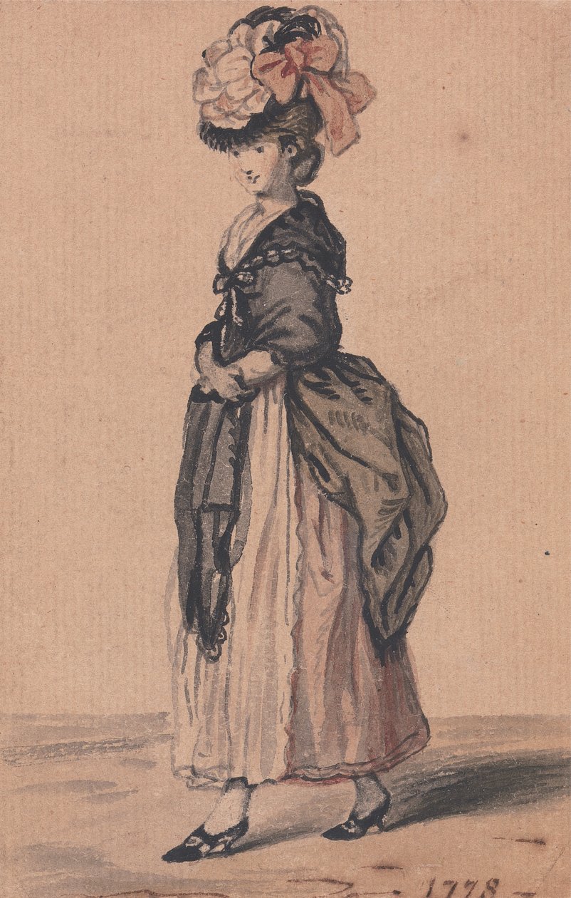 A Lady of Fashion with Black Shawl and Black Shoes by John Collet