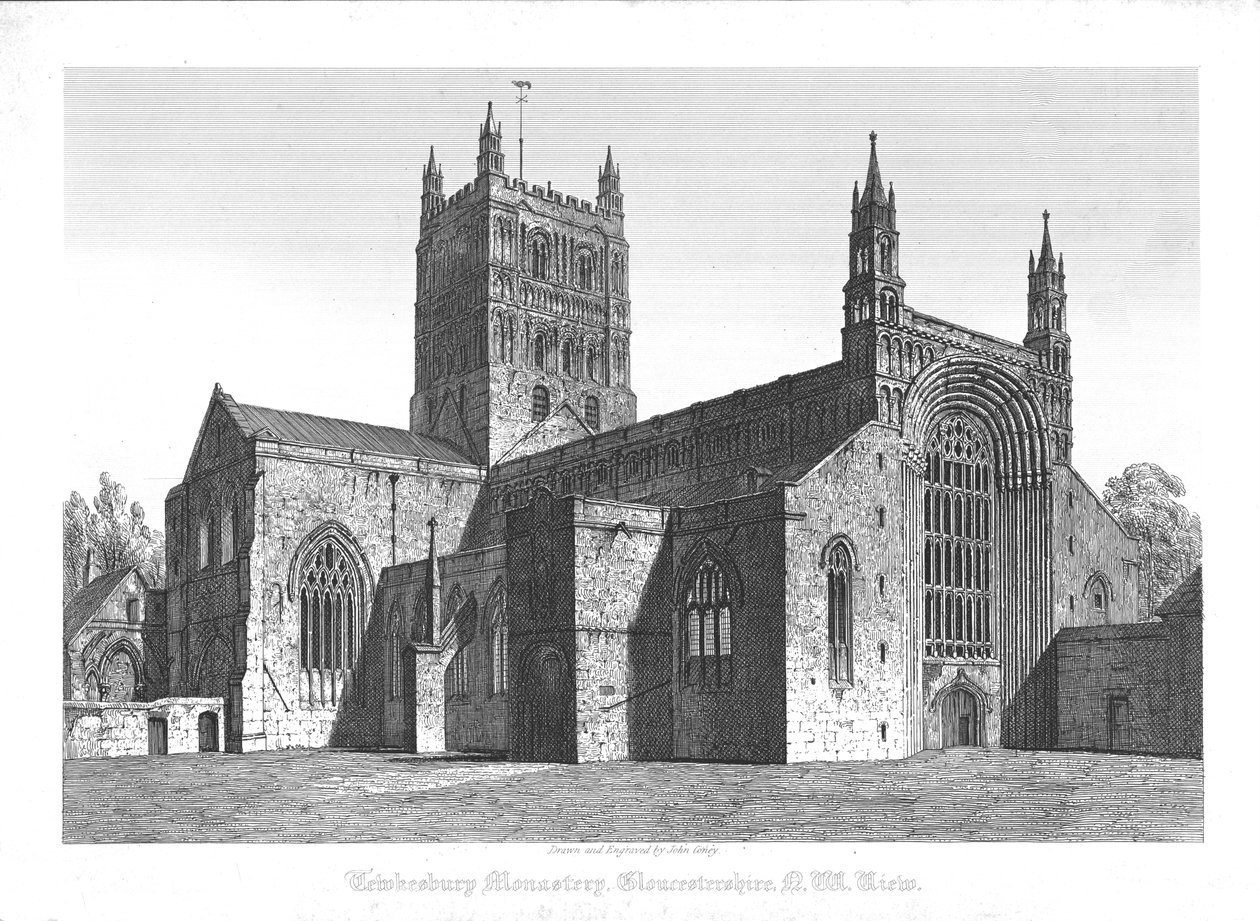 Tewkesbury Monastery, Gloucestershire, N. W. View, early 19th century by John Coney
