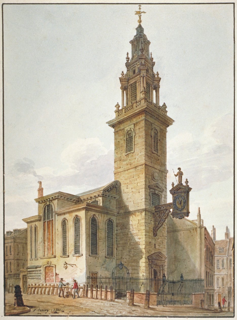 View of the Church of St James Garlickhythe, City of London, 1811 by John Coney