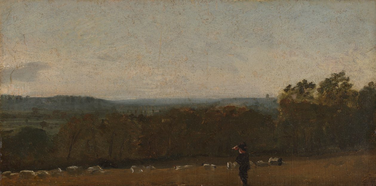 A Shepherd in a Landscape looking across Dedham Vale towards Langham by John Constable