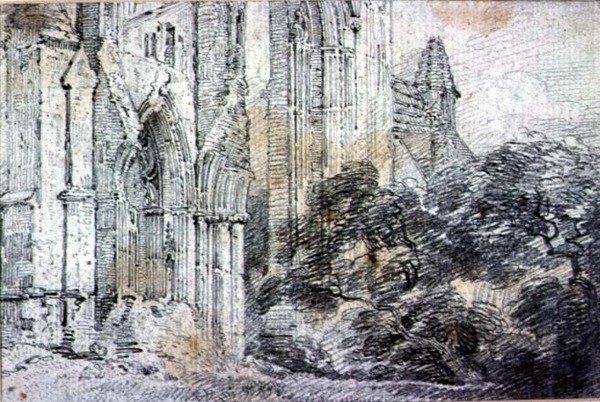Ruins of a church (drawing) by John Constable