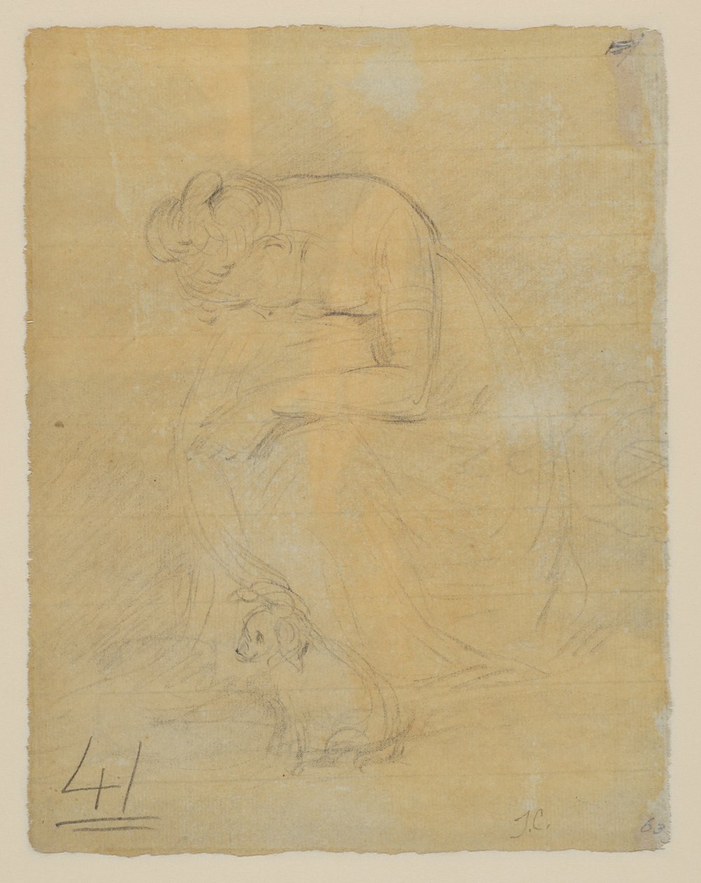Woman seated, with a dog at her feet, verso by John Constable