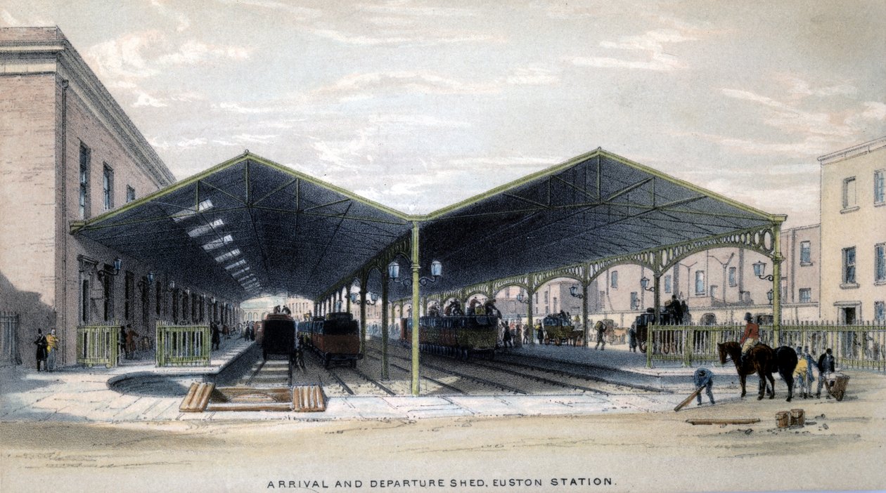 Arrival and Departure Shed, London, 1839 by John Cooke Bourne