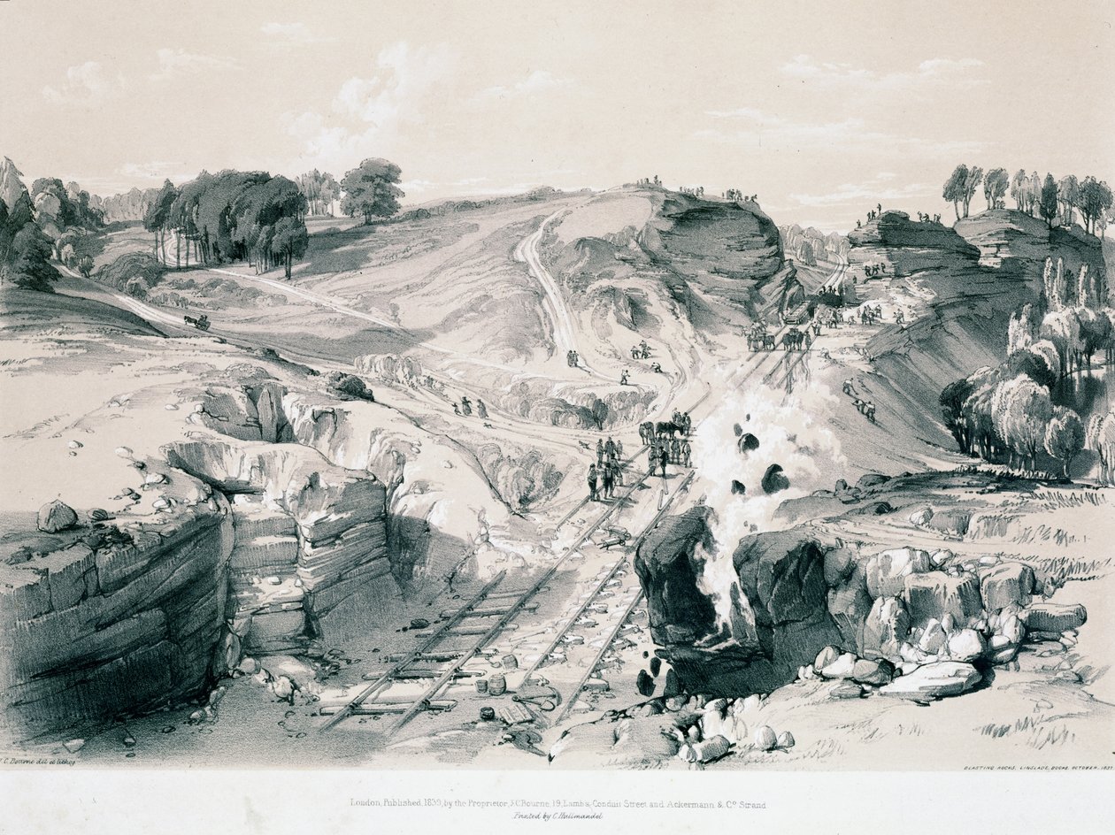Blasting rocks, Linsdale, Buckinghamshire, 1830s by John Cooke Bourne