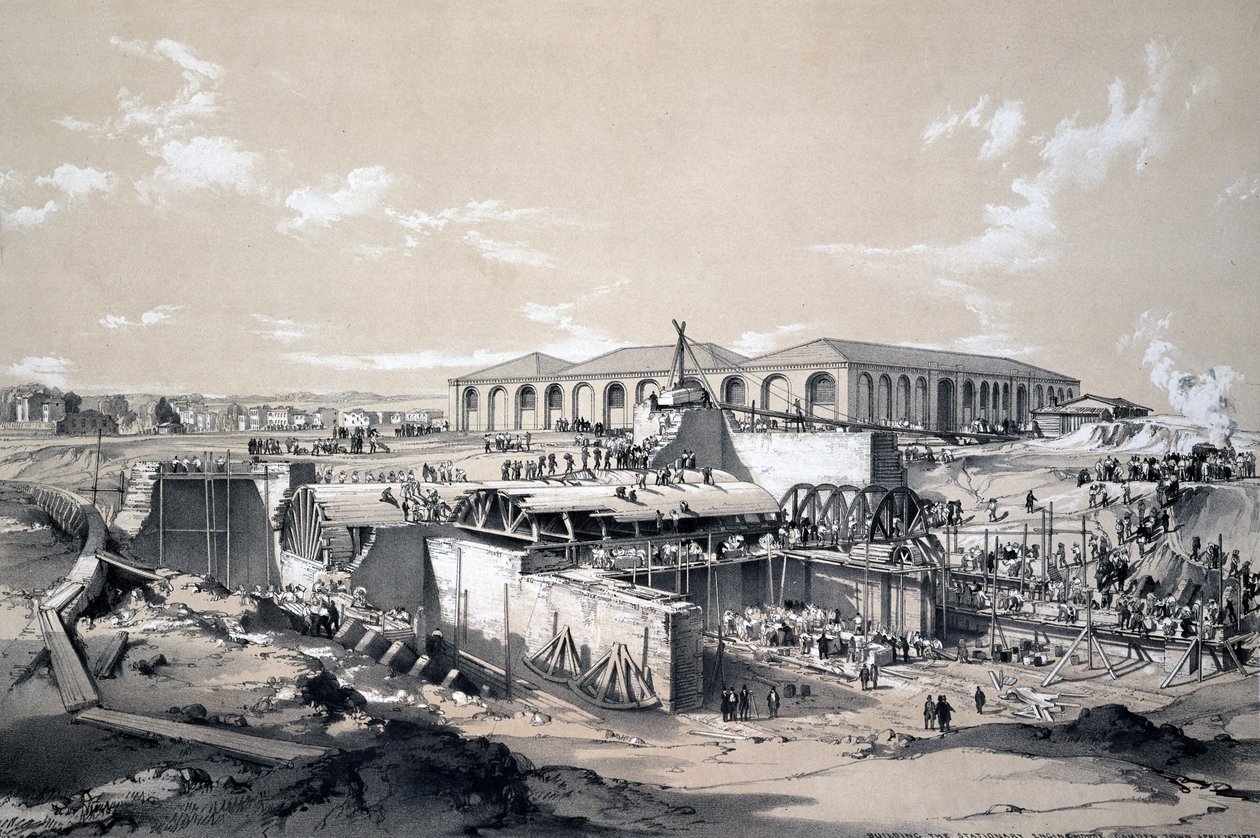 Building the Stationary Engine House, Camden Town, 26th April 1837 by John Cooke Bourne