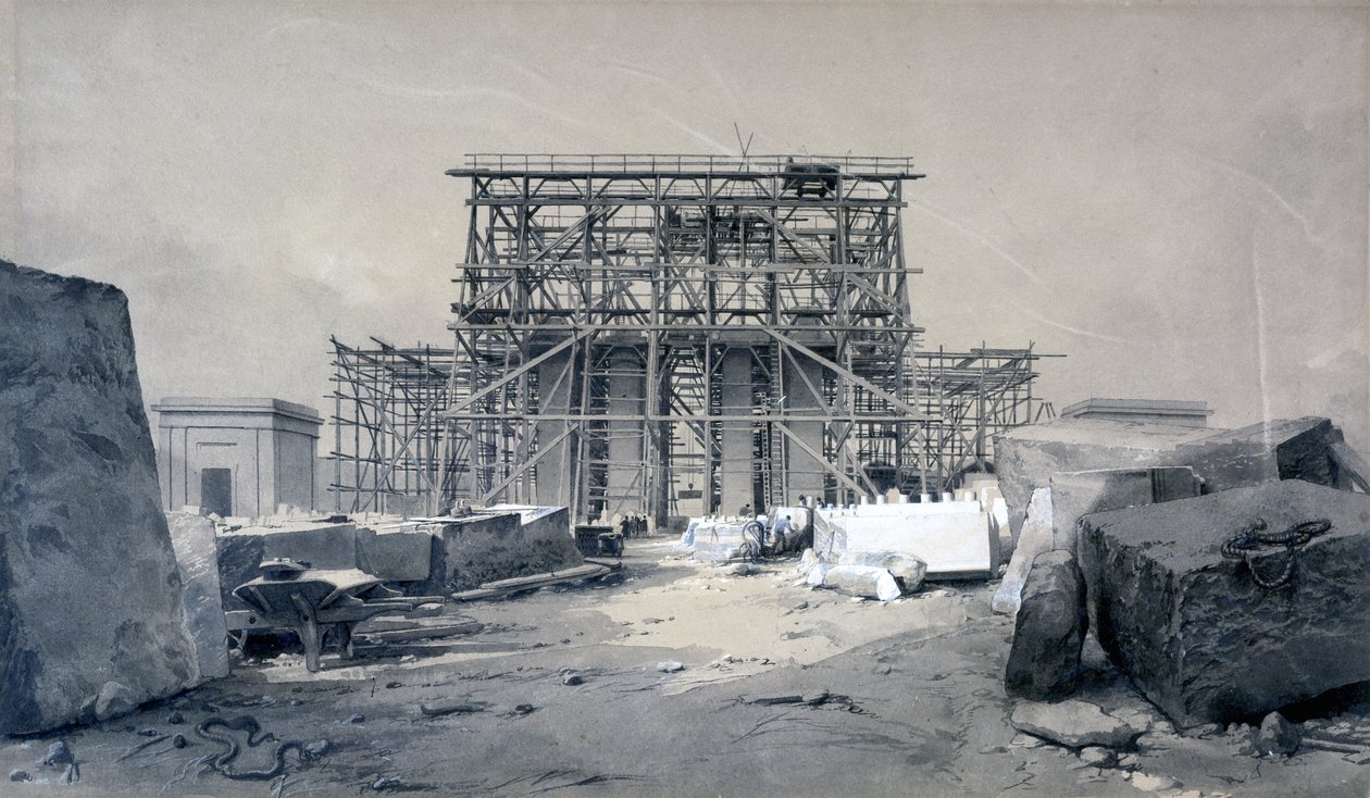 Construction of the Euston Arch, January 1838 by John Cooke Bourne
