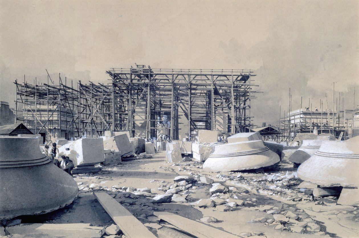 Construction of the Euston Arch, October 1837 by John Cooke Bourne
