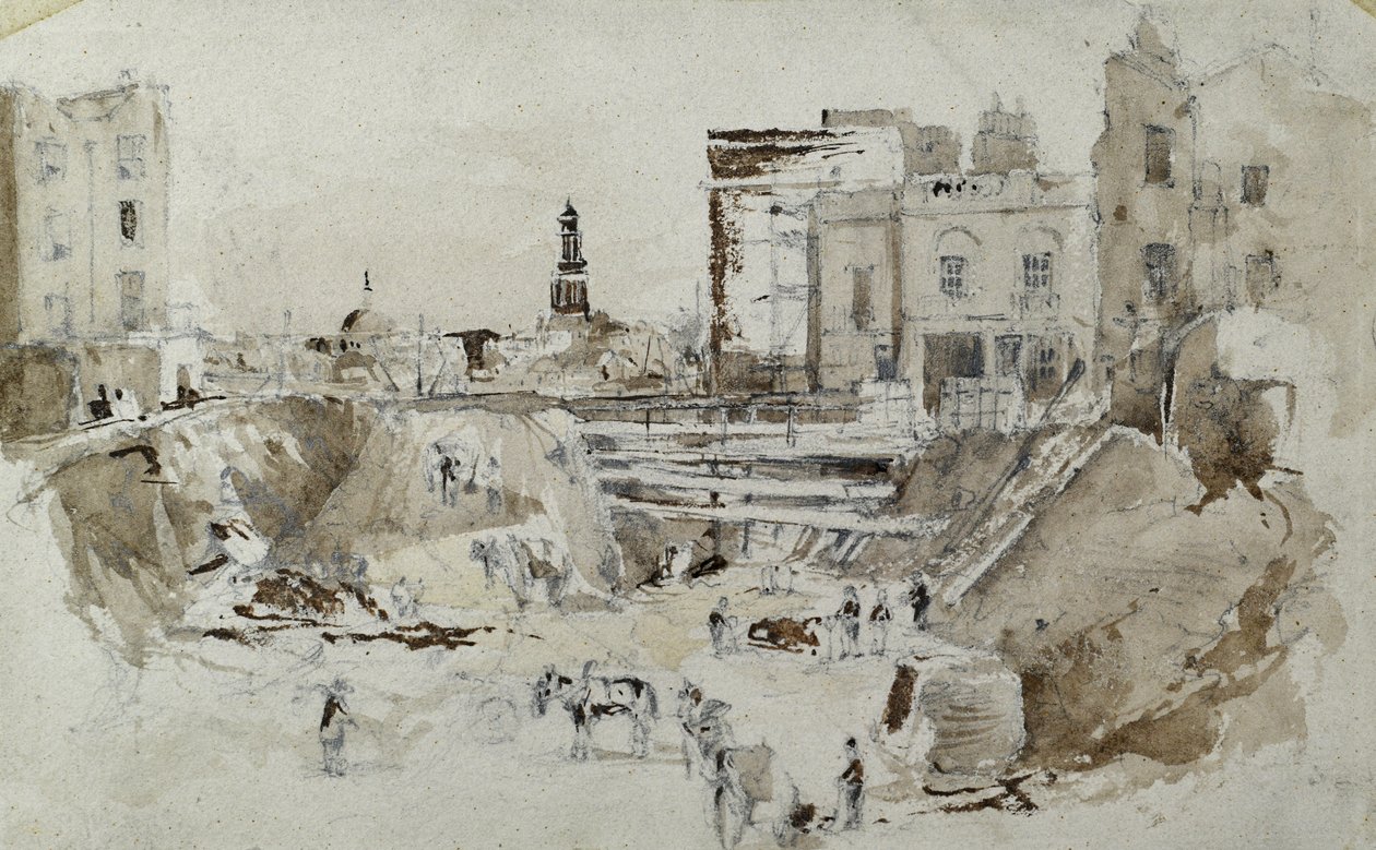 Construction of the London and Birmingham Railway, c.1835 by John Cooke Bourne