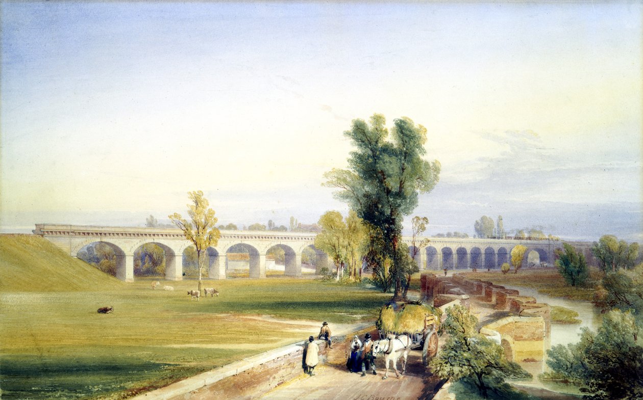 Dutch River Bridge, Hull and Doncaster Branch, North Eastern Railway, 1847 by John Cooke Bourne