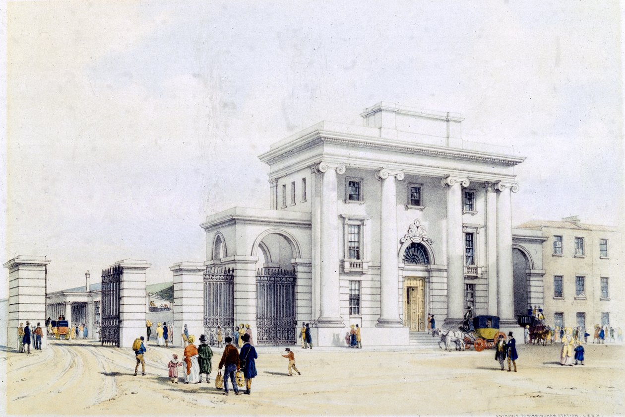 Entrance to Birmingham Station, 1838-39 by John Cooke Bourne