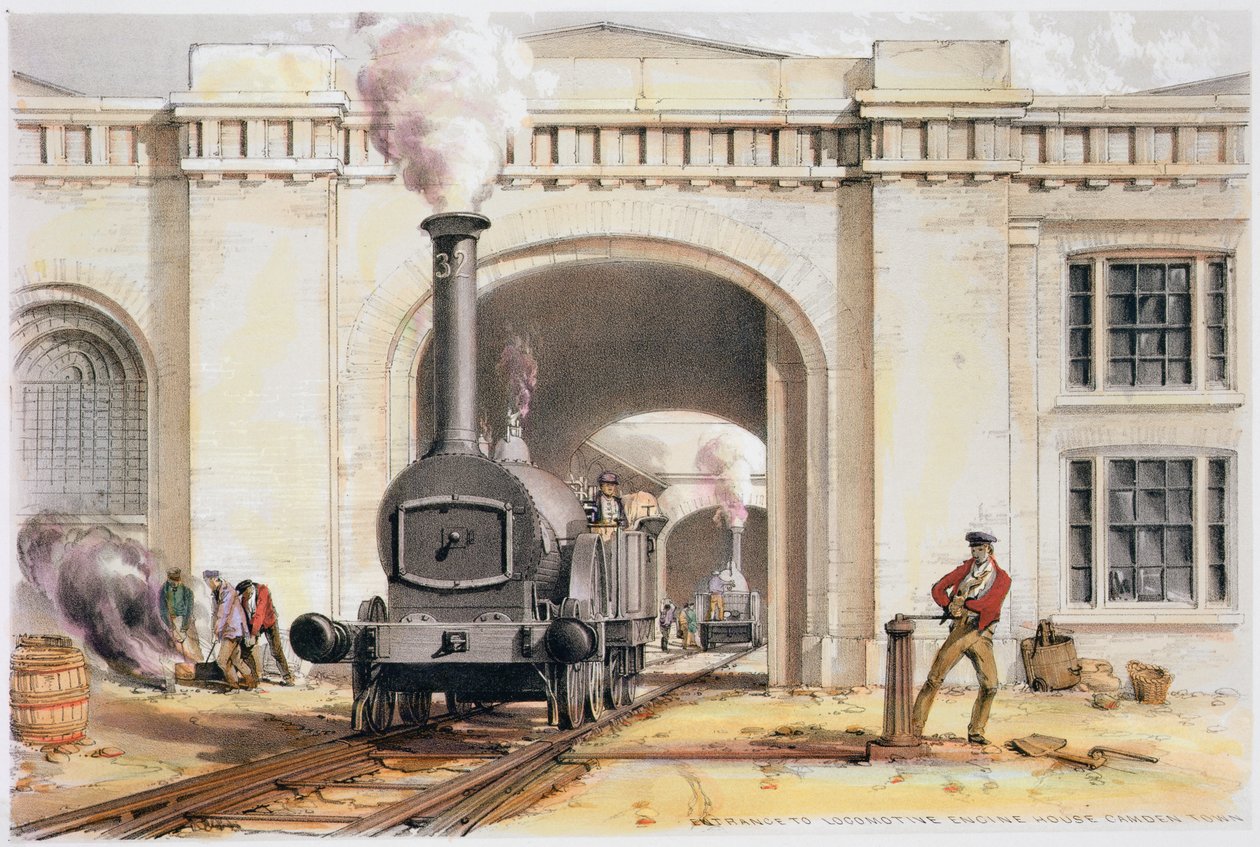 Entrance to the Locomotive Engine House, Camden Town, London by John Cooke Bourne
