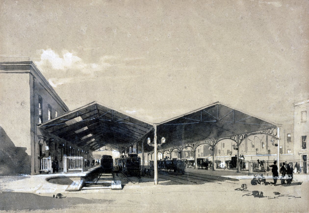 Euston Station interior, May 1837 by John Cooke Bourne