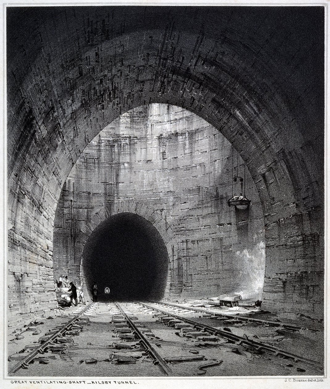 Great ventilating shaft, Kilsby Tunnel, Northamptonshire, 1838 by John Cooke Bourne