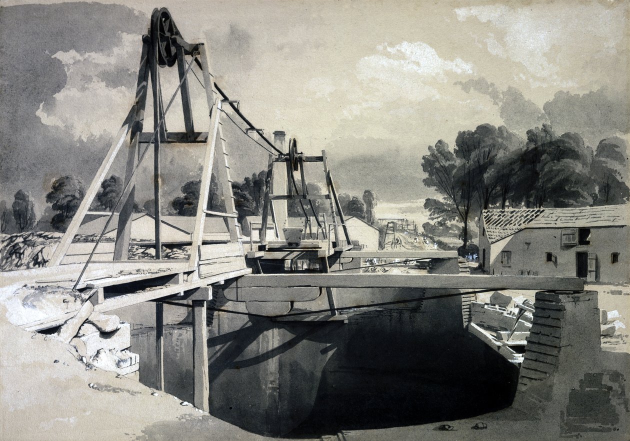 Great ventilating shaft and headgear, Kilsby Tunnel, 15th July 1837 by John Cooke Bourne