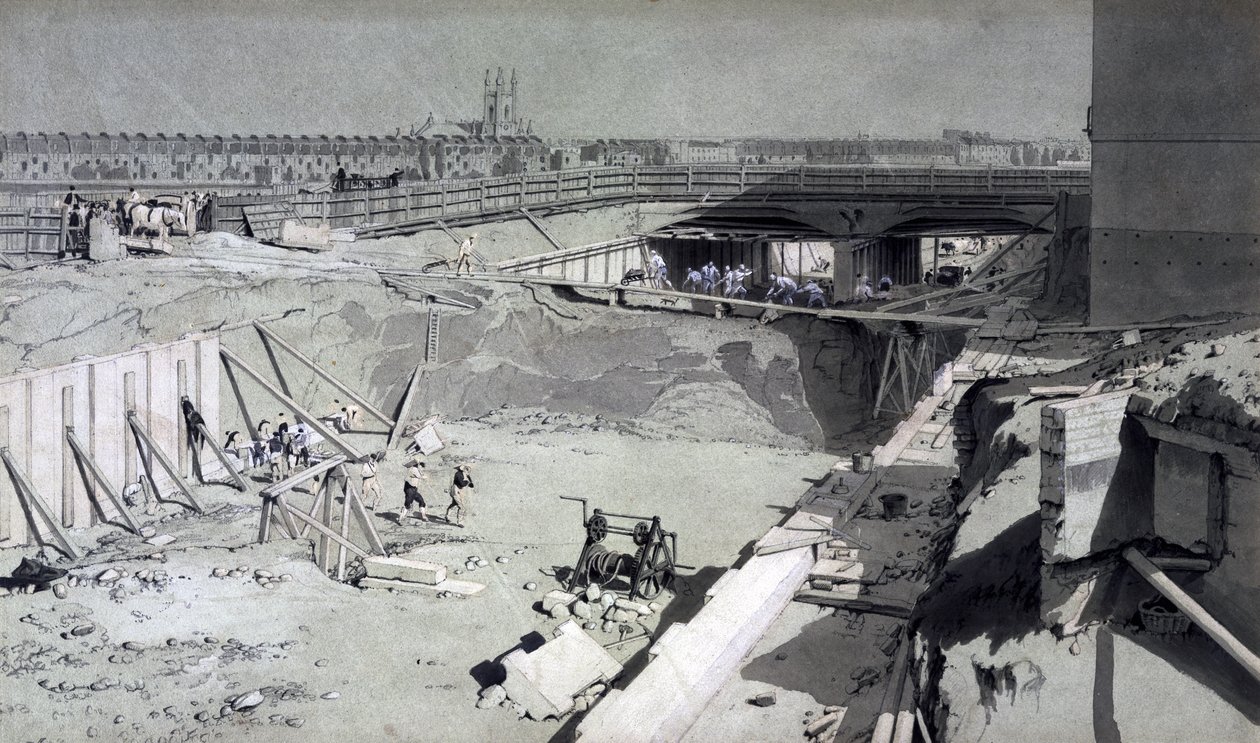 Hampstead Road Bridge, from the Camden side, 16th August 1836 by John Cooke Bourne