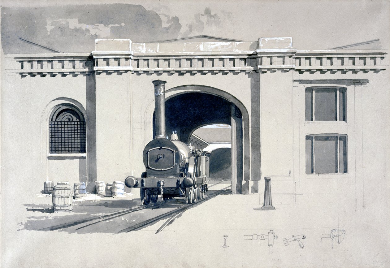 Locomotive Engine House, Camden Town, 1839 by John Cooke Bourne