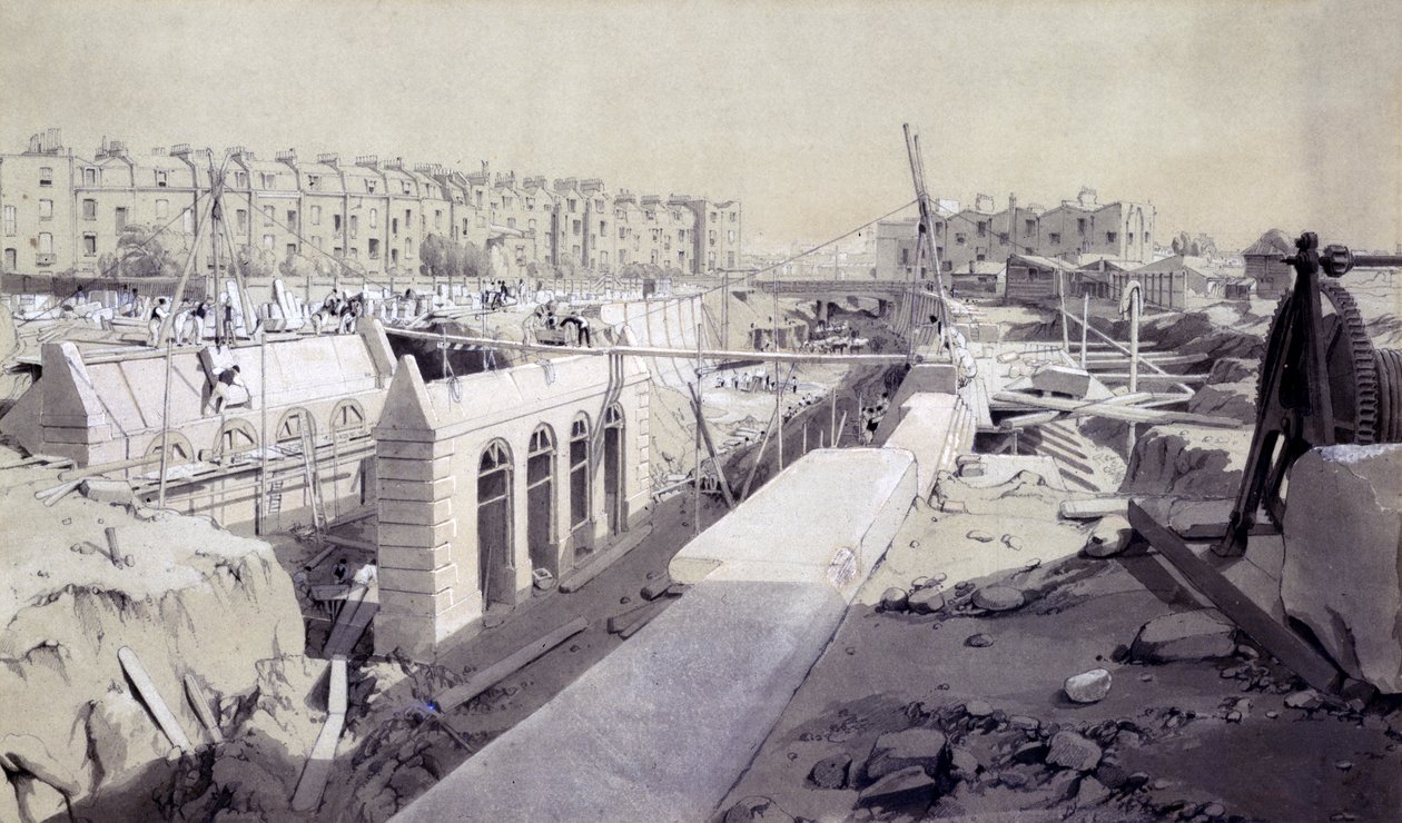 Mornington Crescent - Line under construction, September 1836 by John Cooke Bourne