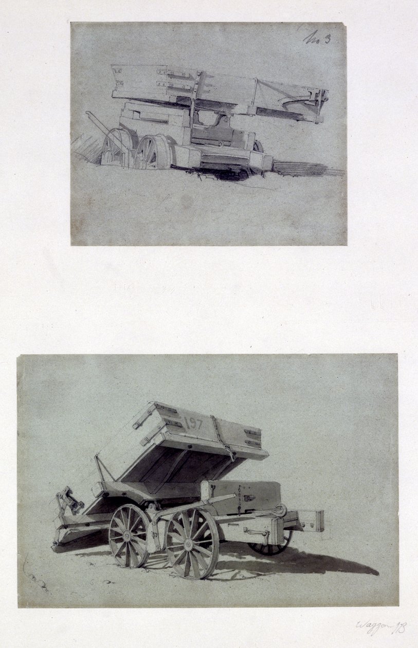 Two examples of contractors tipping wagons, 1830s by John Cooke Bourne