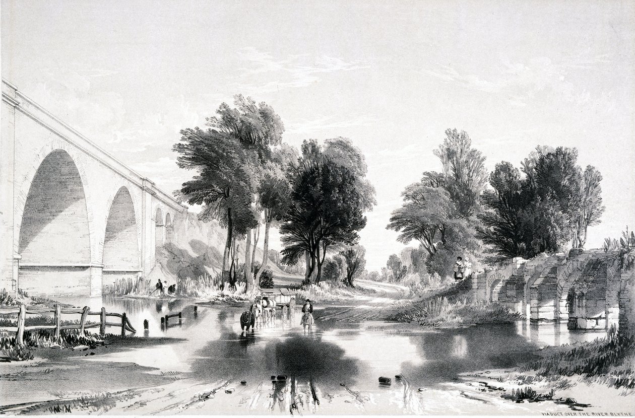 Viaduct over the River Blythe, London & Birmingham Railway, 1839 by John Cooke Bourne