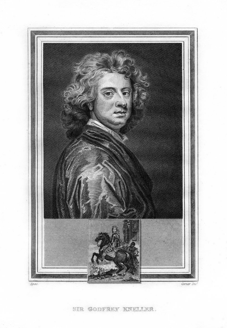 Sir Godfrey Kneller, German-born English Baroque era painter by John Corner