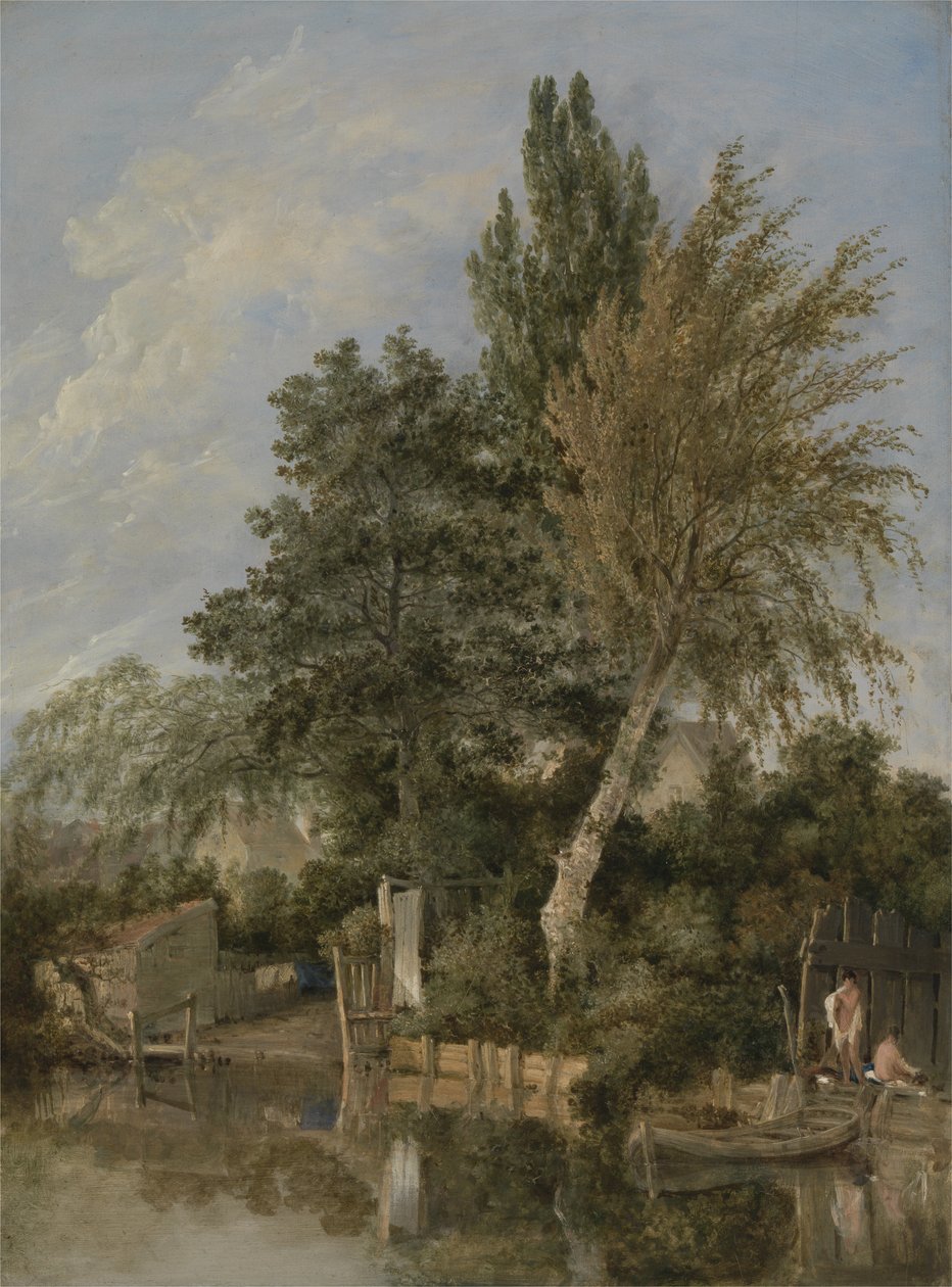 A River Scene with Boys Bathing by John Crome