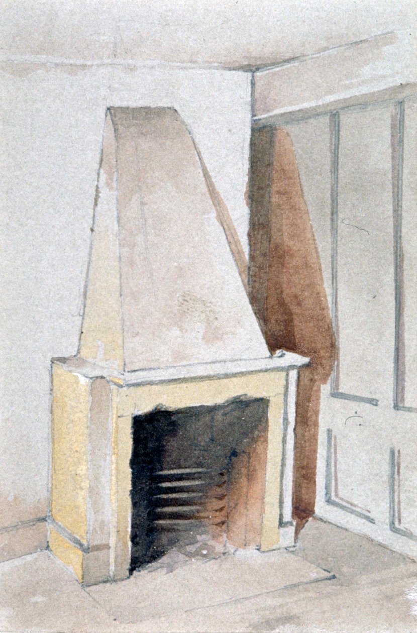 Fireplace in one of the top rooms, no 21 Austin Friars Street, City of London, 1885 by John Crowther