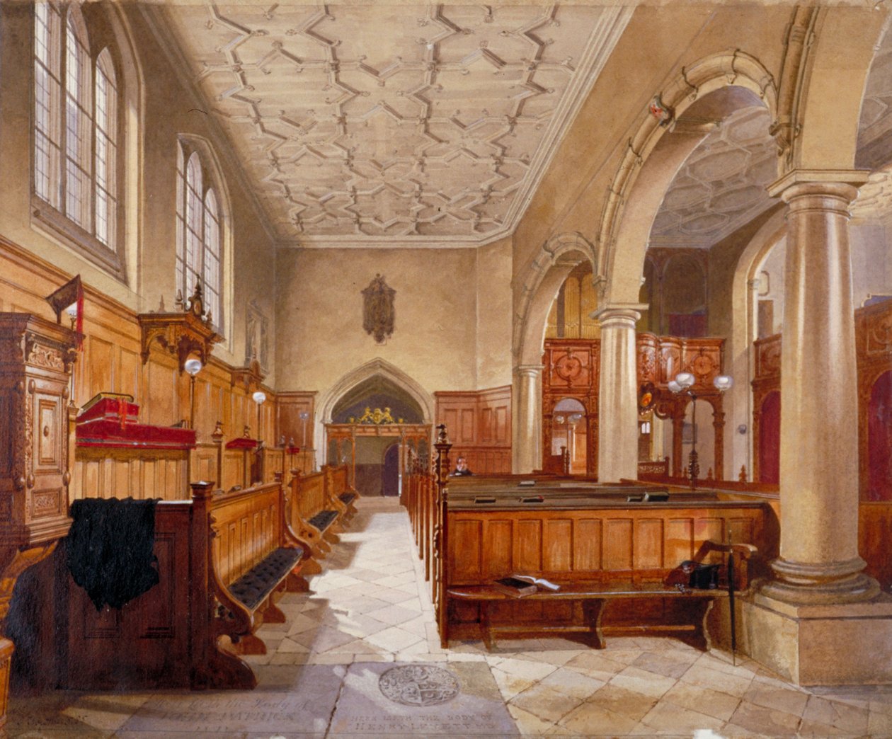 Interior of the chapel in Charterhouse, London, 1885
