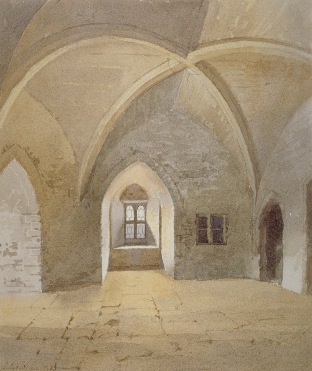Interior View of the Prison in the Bowyer Tower, Tower of London, Stepney, London by John Crowther