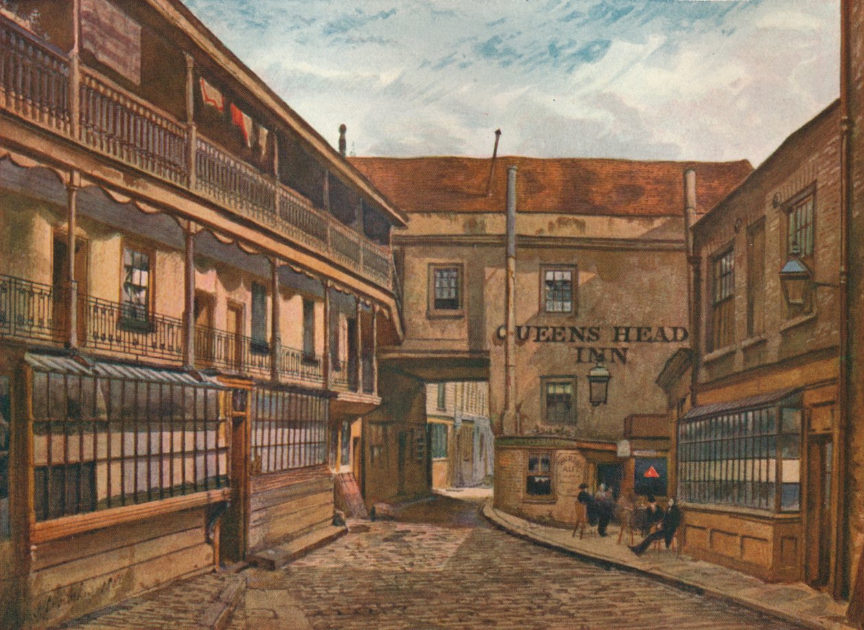 The Yard of the Queens Head Inn, Borough, Southwark, London, 1880 1926 by John Crowther