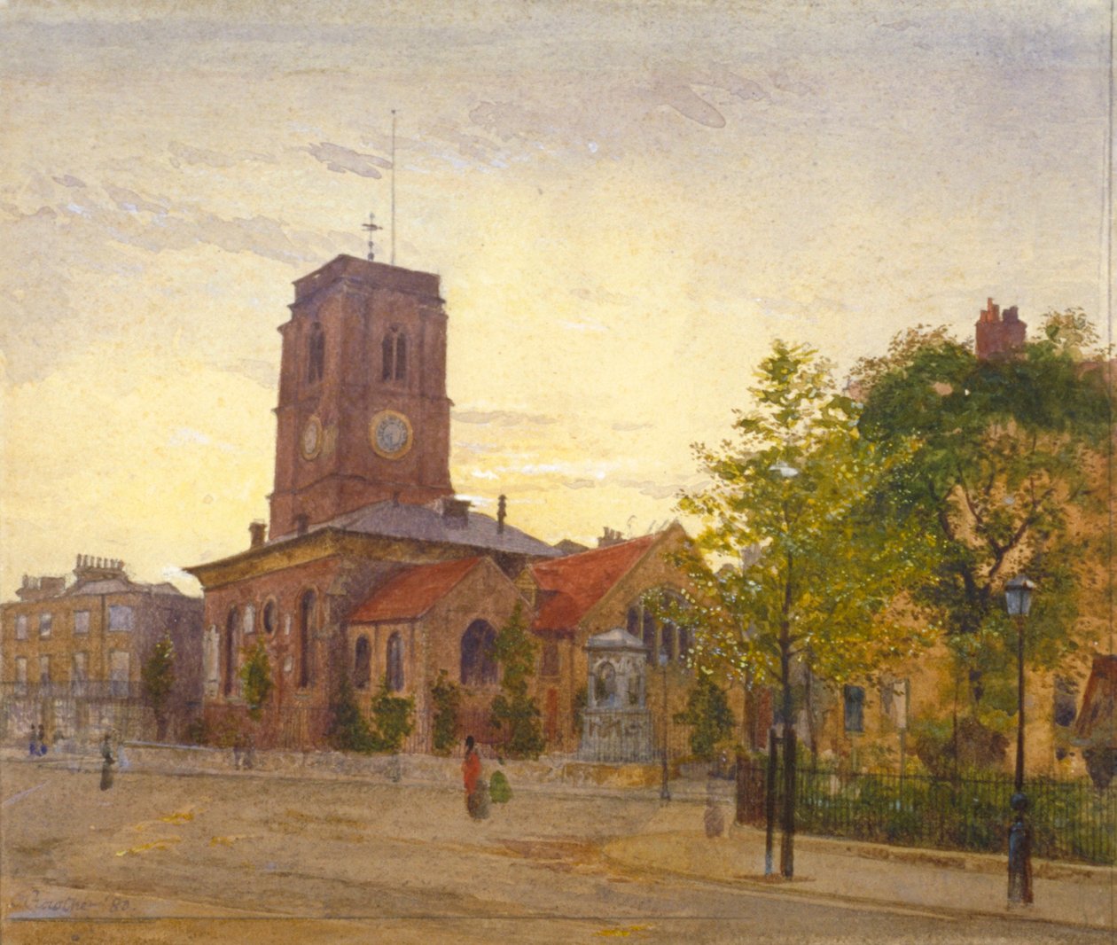 View of All Saints Church, Chelsea, London by John Crowther