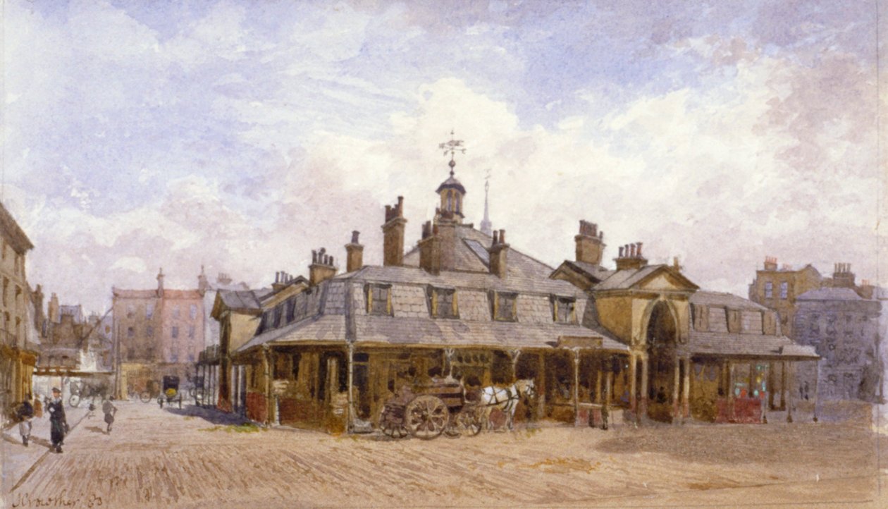 View of Oxford Market, St Marylebone, Westminster, London by John Crowther