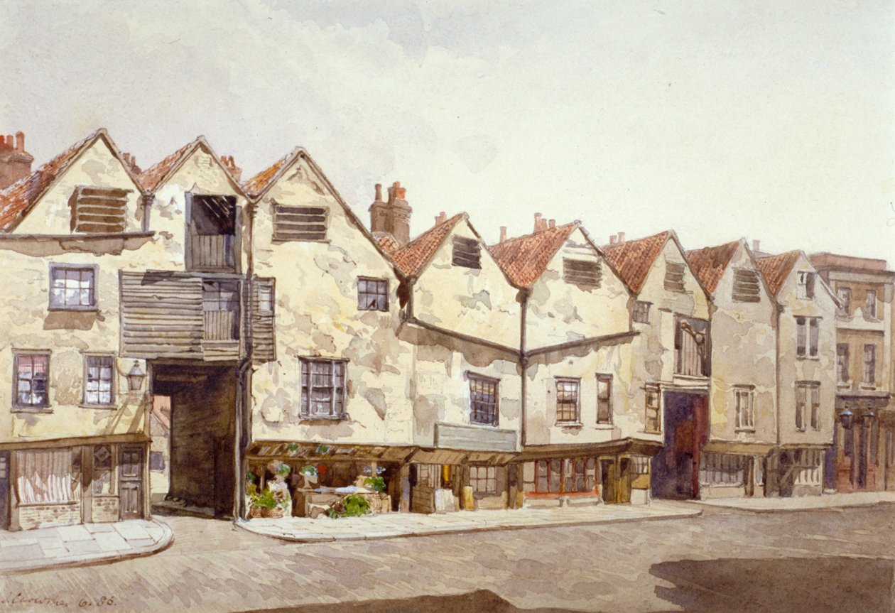 View of Shops and Houses, Bermondsey Street, Bermondsey, London by John Crowther