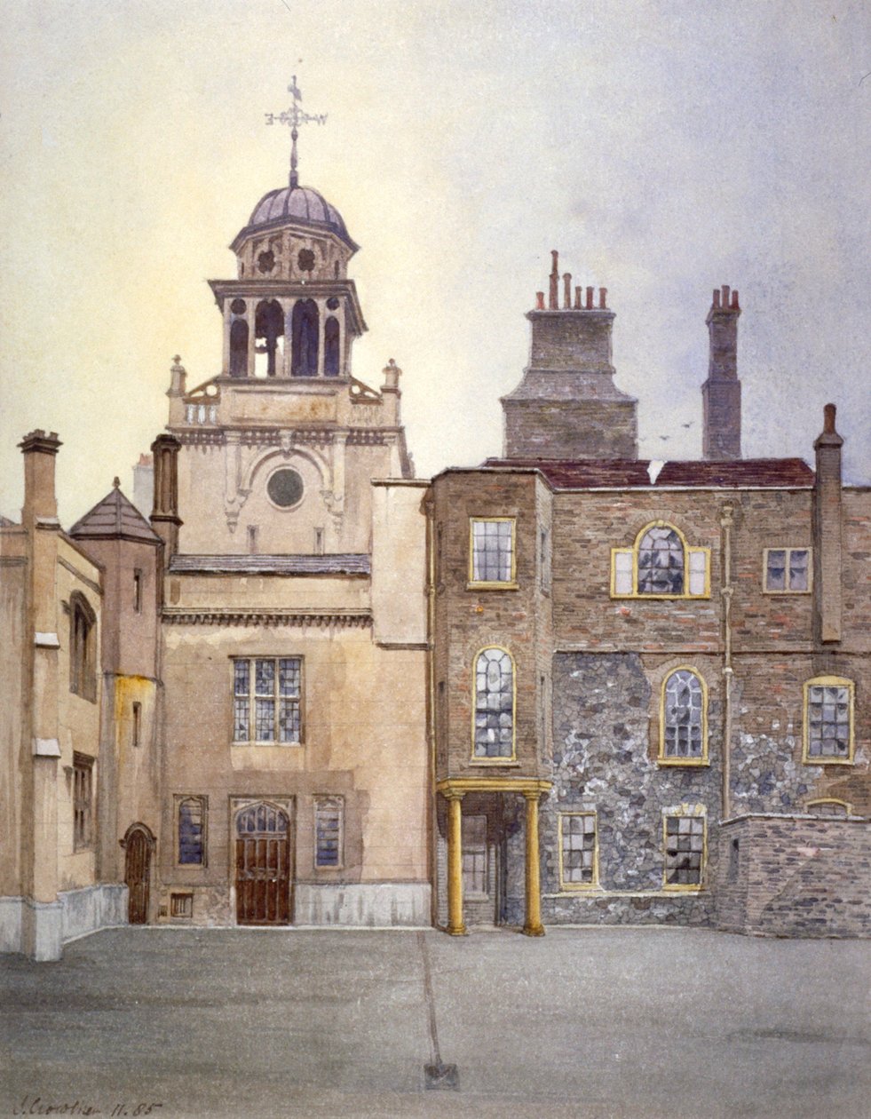 View of the North Side of Chapel Tower, Charterhouse, London by John Crowther