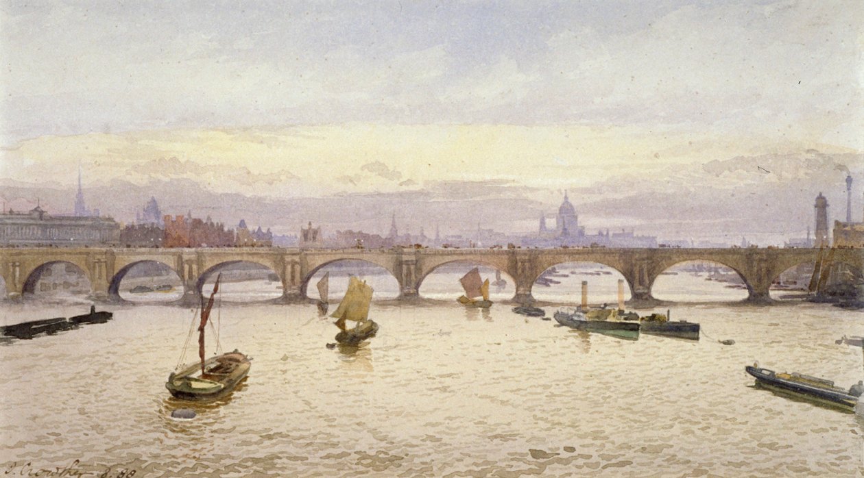 Waterloo Bridge, London, 1888 by John Crowther