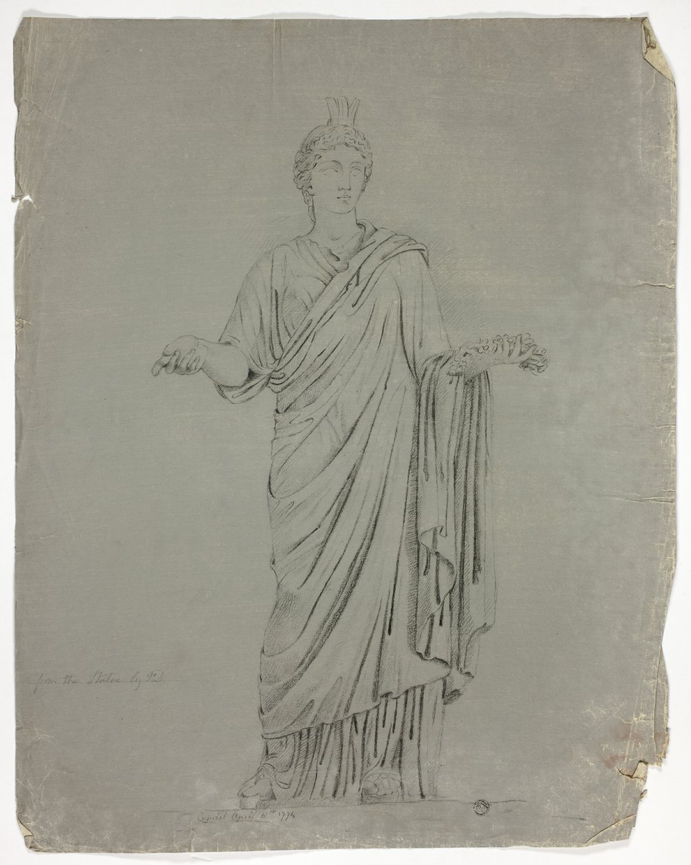 Antique Statue of Standing Goddess with Outstretched Arms by John Downman