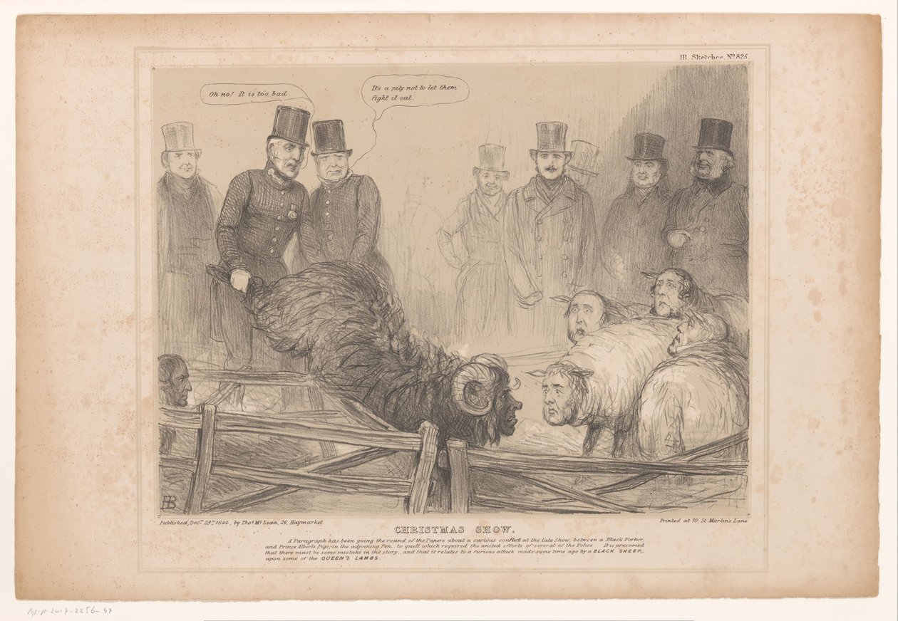 Caricature of Lord Brougham as a Black Ram (Christmas Show) (HB Sketches) by John Doyle