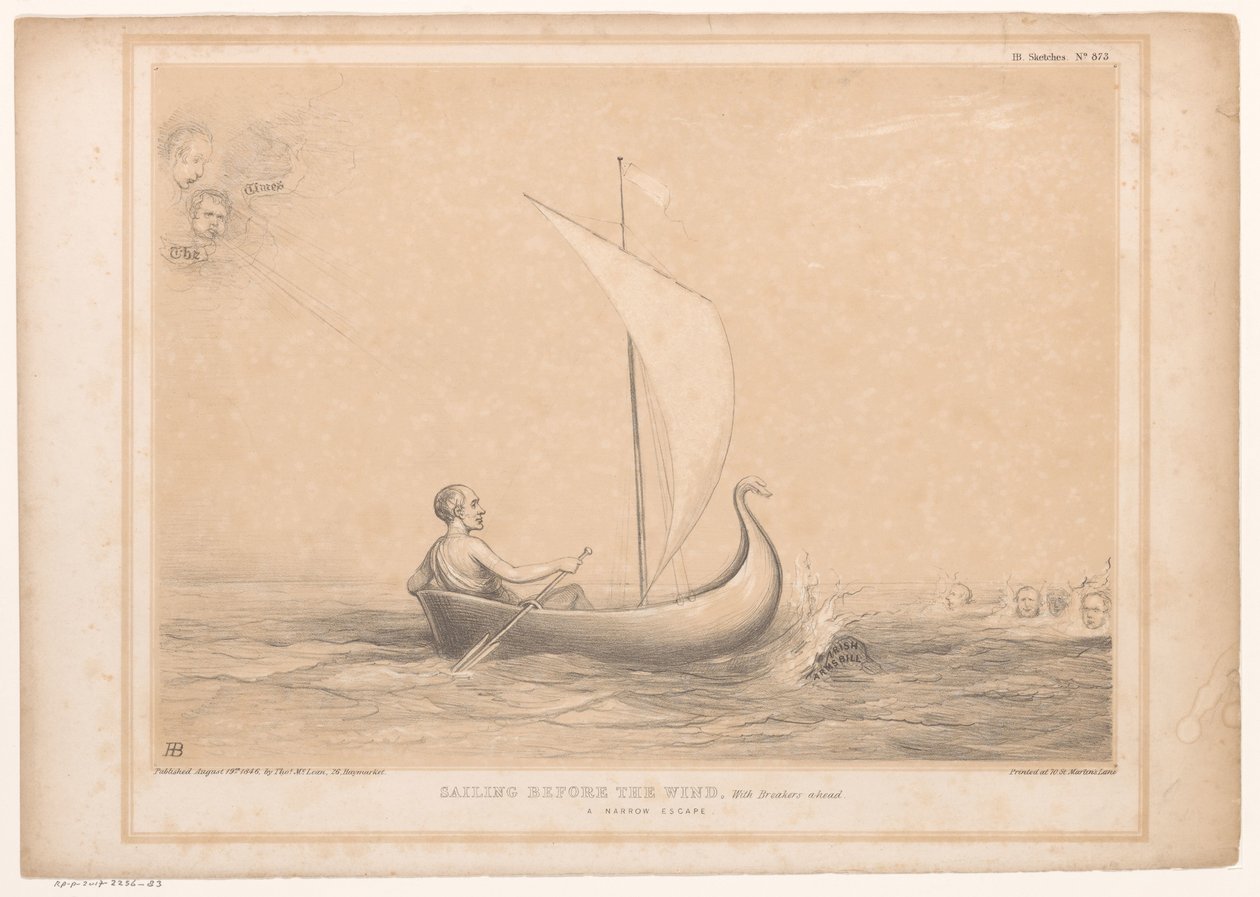 Caricature with Lord Russell in a Sailboat by John Doyle