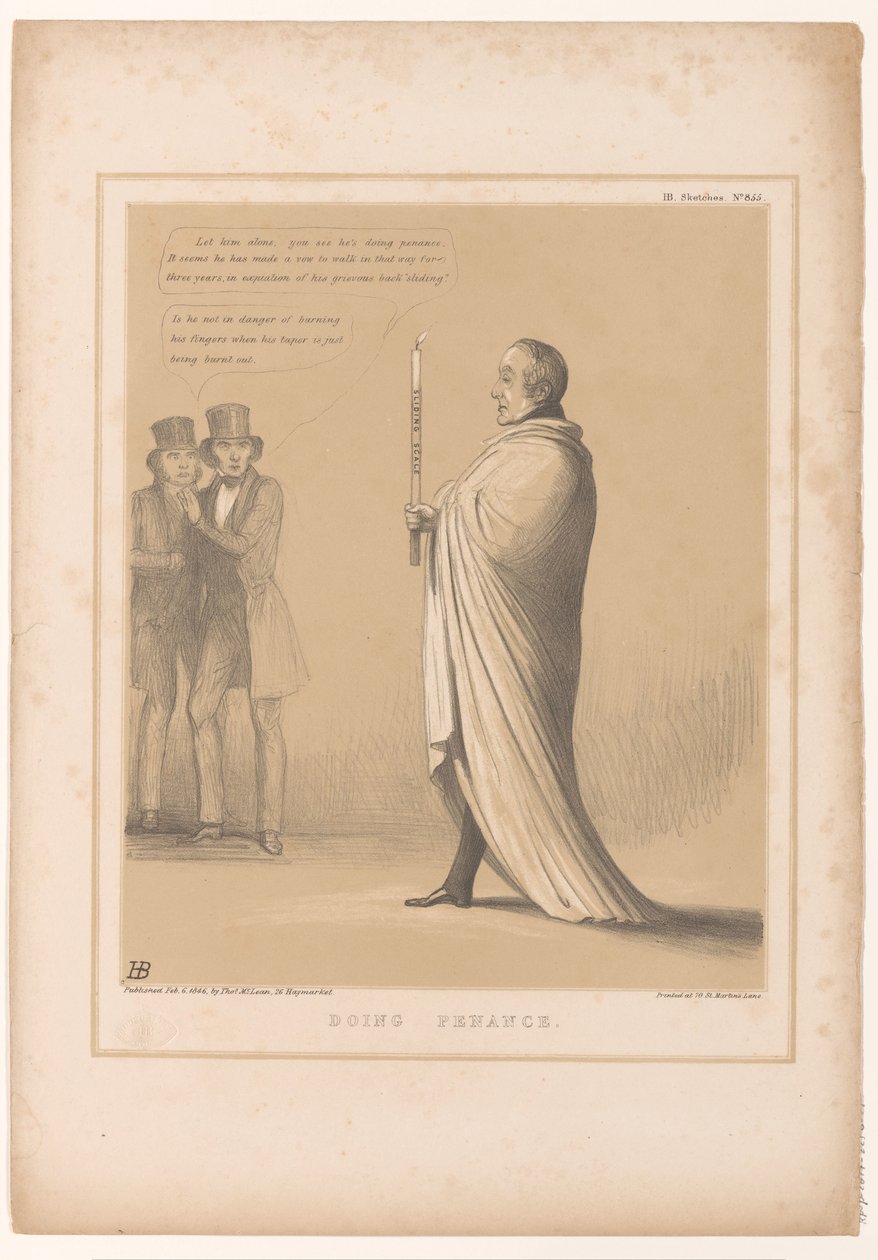 Caricature of Prime Minister Peel Doing Penance (HB Sketches) by John Doyle