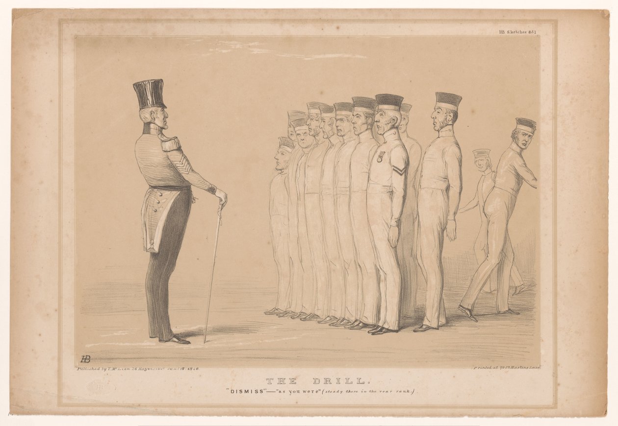 Caricature with Prime Minister Peel as Military Instructor by John Doyle