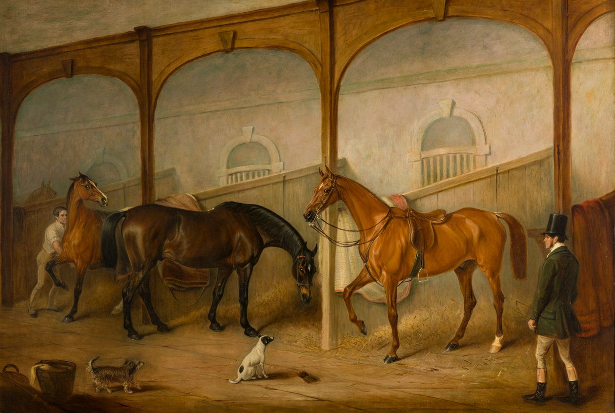 Tom of Lincoln and The Engineer in the Stables at Newport Lodge, Melton Mowbray, Leicestershire by John E. Ferneley